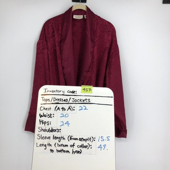 Vintage Victoria's Secret Gold Label Burgundy Satin Paisley Bath Robe size SP - Picture 13 of 14